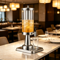 Distributeur de boissons en acier inoxydable FLEYCommercial avec récipient couvert et robinet de service pour hôtel, buffet, station de jus, restauration