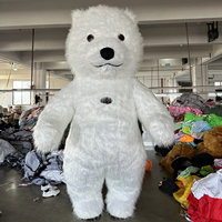 Costume de Mascotte Panda Gonflable Entièrement Blanc, Tenue de Personnage de Dessin Animé en Peluche Longue pour Spectacle de Carnaval