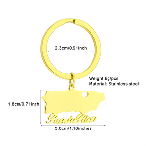 Retro Art Puerto Rico Mapa Bandera Llavero Decorativo Estilo Nacional <span class=keywords><strong>Joker</strong></span> para Hombres Mujeres Accesorios de Acero de Titanio de Moda - Product Image 6