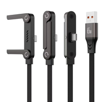 Câble USB-C de charge rapide 240W 65W en cuivre pur avec boîte colorée, support de téléphone, coudé à 90°, rotation à 360°, multi-angles, tressé en nylon