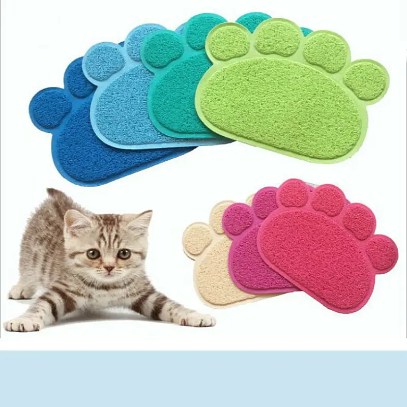 Supplier 30x40cm PVC Paw Print Pad Dog Cat Litter Mat Pet Puppy Kitty Dish Feeding Cat Sand Mat Pet Bolw Mat
