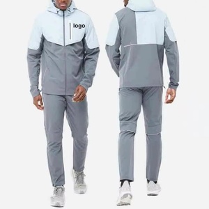 Ensemble de survêtement pour homme en nylon avec capuche triple réglage, tissu tissé léger, deux pièces, pour le jogging - Product Image 1