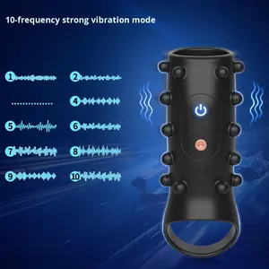 Cincin Getar Multi-Frekuensi Isi Ulang Lintas Negara untuk Pasangan Pria Wanita, Stimulasi Titik G Bersama, Mainan Seks - Product Image 3