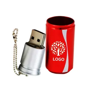 Cool Electronic Gadget Regalo promocional metal cola can USB Flash Drives logotipo personalizado memoria USB stick botella de cerveza pen drive 64GB