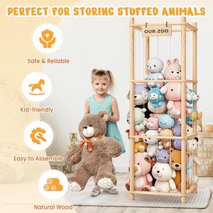 Espositore in Legno <span class=keywords><strong>per</strong></span> Giocattoli di Peluche a Tema Zoo <span class=keywords><strong>per</strong></span> Bambini, Scaffale Organizzatore <span class=keywords><strong>per</strong></span> Giocattoli in Legno - Product Image 3