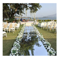 Tapis miroir PVC double face argent et or pour allée de scène d'événement de mariage, tapis de sol flexible de luxe en PET réfléchissant pour décoration