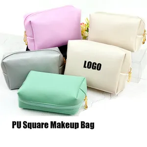 Grosir tas Makeup kulit PU untuk wanita nilon tas kosmetik portabel alat rias wajah perjalanan lucu tahan air tas penyimpanan perlengkapan mandi