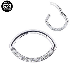 ASTM F136/G23 titanio 9 piezas de circonita cúbica Blaze Set curva superior internamente geométrico nariz anillo con bisagras aro Piercing joyería - Product Image 5