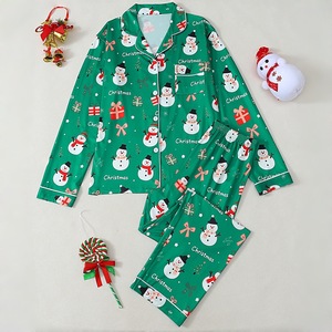 Ensemble de pyjama et de vêtements d'intérieur festifs pour femme, Noël et Nouvel An, automne-hiver, avec cardigan à revers et pantalon à manches longues - Product Image 2