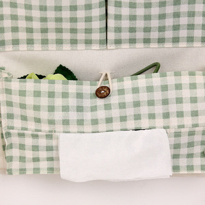 Bolsa de almacenamiento montada en la pared de varias capas con seis bolsillos y cajón para pañuelos, organizador de tela de algodón para puertas y ventanas - Product Image 3
