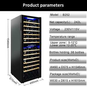 Réfrigérateur congélateur de style américain de Corée Réfrigérateur de <span class=keywords><strong>cave</strong></span> à <span class=keywords><strong>vin</strong></span> de 200 <span class=keywords><strong>bouteilles</strong></span> Petit réfrigérateur de bar Refroidisseur de bar à <span class=keywords><strong>vin</strong></span> instantané - Product Image 2