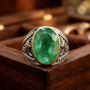 Wholesale Natural Green <b>Emerald</b> 925 Sterling <b>Silver</b> Handmade Gemstone Signet Statement <b>Ring</b> Fine Jewelry Wedding Pave Setting - Product Image 1