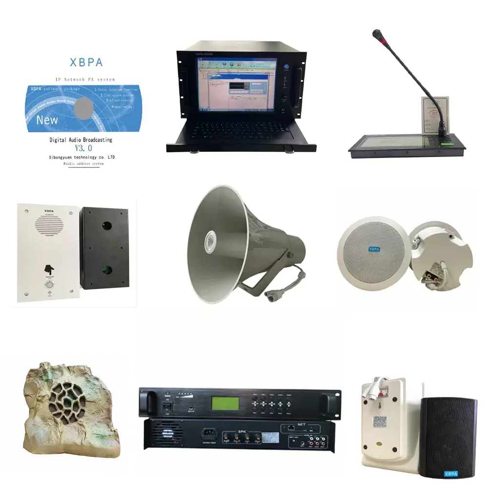 ระบบ PA ชุดเต็มของอุปกรณ์เครื่องขยายเสียงลำโพงไมโครโฟนที่มีการเล่นเครือข่าย IP และฟังก์ชั่นการพูด