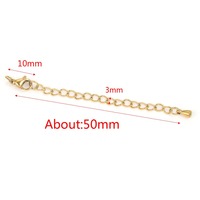 Chaînes d'extension en acier inoxydable de 50 mm avec fermoirs à griffe de homard, chaîne plaquée or, breloques d'extension pour la fabrication de bijoux