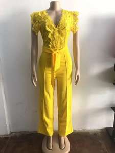 JHFS eleganza scollo a V con scollatura in <span class=keywords><strong>pizzo</strong></span> abito intero da donna abito posteriore con fasciatura larga <span class=keywords><strong>tuta</strong></span> Casual da festa - Product Image 3