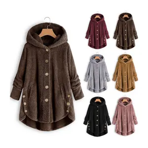 Russia Wool fur coats long style keep warm tops irregular hem pure color plus size coats