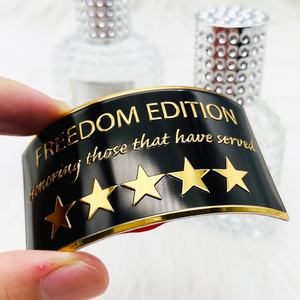 Golden Debossed Curved Aluminum <b>Label</b> Sticker Strong Adhesive Metallic Finish Candles Crafts Industrial <b>Gifting</b> 500pcs - Product Image 4