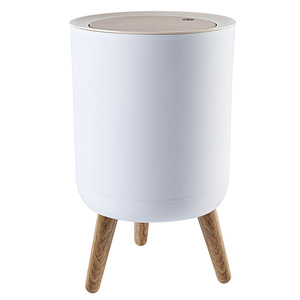 Poubelle à <span class=keywords><strong>papier</strong></span> miniature sur pied <span class=keywords><strong>en</strong></span> plastique PP, poubelle de 7L/9L, couvercle à pression blanc, structure de bureau domestique, design simple - Product Image 1