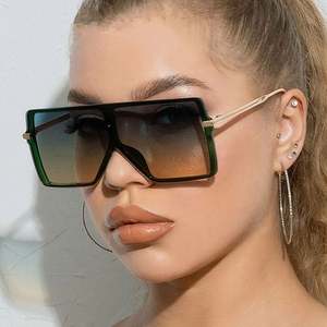 Lunettes de soleil surdimensionnées à monture large en alliage, avec logo personnalisé, nouvelle collection, verres dégradés UV400, forme carrée plate, pour femmes - Product Image 2