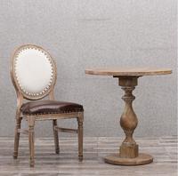 Chaise de salle à manger Louis moderne d'inspiration antique en bois massif avec dossier en échelle et revêtement en cuir PU, hauteur réglable, pour chambre et maison