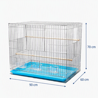 Grande cage à perroquets robuste en fil galvanisé avec plateau en plastique amovible pour cailles et conures