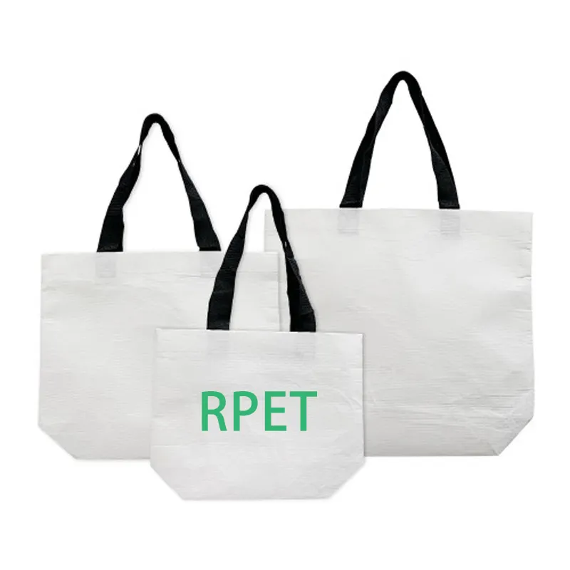 Factory Custom reusable grocery Eco friendly RPET non woven handled shopping RPP 120gsm 140gsm PP woven bag