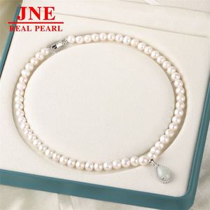 Natural Pearl Necklace White Round Beads Jade Water Drop Pearl Necklace Mother's Gift for <strong>Elders</strong> Mother's Day - Product Image 1
