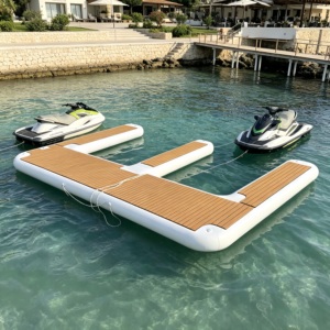 Plateforme flottante gonflable en forme de M pour jet ski, plateforme flottante robuste pour le stationnement de bateaux à moteur et de yachts sur le lac avec pompe à air - Product Image 4