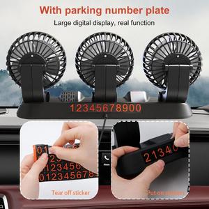 Ventilador de coche de 3 cabezales con placa de matrícula, USB/12V/24V, ventiladores eléctricos de bajo ruido para auto, giratorio 360 grados, enfriador automático - Product Image 2