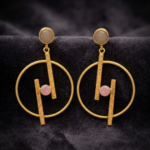 Boucles d'oreilles en acier inoxydable faites à la main avec pierres précieuses, serti clos, style ethnique bohème pour enfants - Product Image 4
