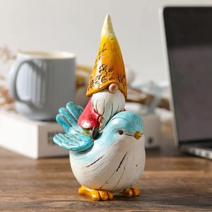 Enano montando pájaro pequeño jardín resina artesanía ornamento Animal estampado estudio decoración regalo de Pascua con cubierta de cara de duende - Product Image 2