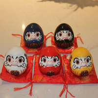 Poupée Daruma en céramique de 3 pouces, porte-bonheur, ornement de fortune Feng Shui Zen Craft tirelire Home Tabletop Decoration Gifts