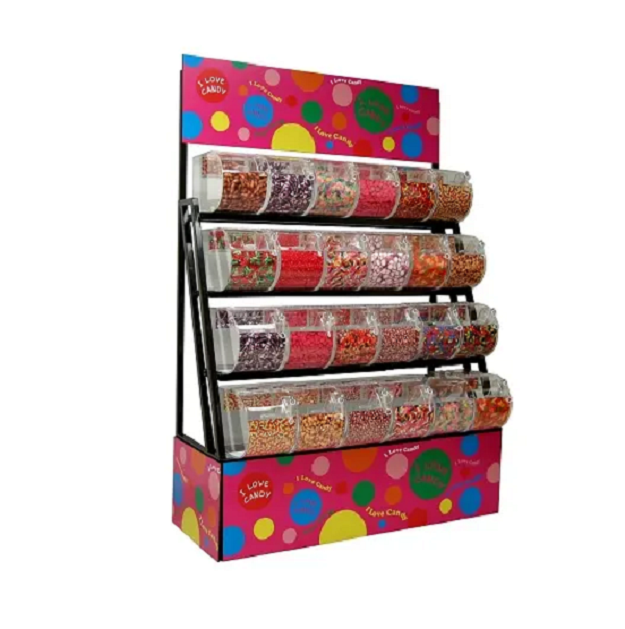 Présentoir à Bonbons Et Snacks 3 Niveaux - Organiseur Comptoir Magasin Avec Étiquettes