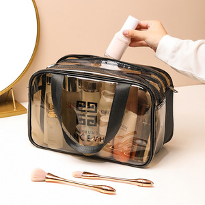 PVC Double Layer Toiletry <b>Bag</b> Large Capacity <b>Dry</b> Wet Separation Zipper Closure Rectangle Water Resistant Cosmetic Storage Letter - Product Image 4