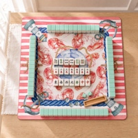Tapis de jeu de mahjong américain avec imprimé nautique d'écrevisses, d'ancre et de phare, tapis de table antidérapant en caoutchouc