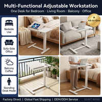 Mesa de Noche Compacta Ahorradora de Espacio, Escritorio Lateral Inteligente Eléctrico Ajustable para Apartamentos Pequeños, Estudios, Dormitorios, Base en T Móvil