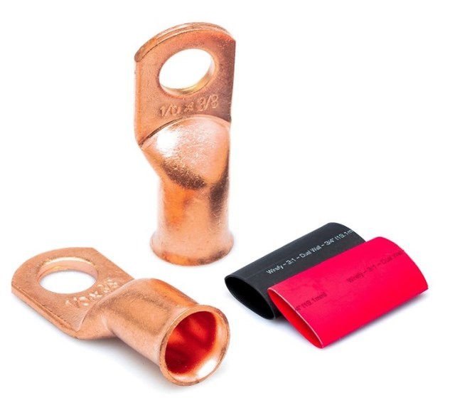 1/0 Gauge 3/8" Wire Lugs - Copper Cable Lugs - Battery Terminal Connectors - Ring Terminals Crimp Battery