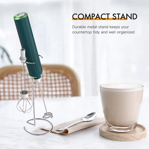 Professional Wireless USB Rechargeable Variable Speed Powerful Handheld Milk Frother with Compact Metal Stand for Rich Creamy - Product Image 3