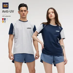 Anti-Uv Anti-Static 100% Polyester Contrast Color Quick Dry Sport Tee Shirt Crew Neck Unisex Men's Summer Clothes