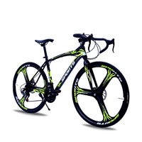Vélo de route pour homme adulte avec cadre en carbone, fourche, logo personnalisé, 27 pouces, 24 vitesses, roues 700C à trois brins, freins à double disque