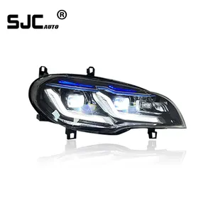 SJC Aksesori Mobil untuk BMW X5 E70 2007-2013 rakitan lampu depan baru Upgrade penuh lensa LED lampu berjalan siang hari