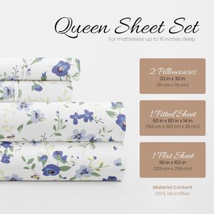 Parure de draps 4 pièces en microfibre polyester pour lit <span class=keywords><strong>Queen</strong></span>, respirante, double brossée, ultra douce, rafraîchissante, infroissable, facile d'entretien, poches profondes de 16 pouces - Product Image 6