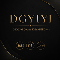 Robe midi en coton tricoté 240 GSM pour femme, décontractée, col polo, boutonnée devant, coupe droite ajustée, confortable, logo personnalisé OEM ODM XS-5XL