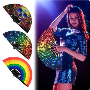 Ventilador de mano plegable Fold Dot Rainbow Print Festival Ventilador de mano 33Cm Ventilador de mano plegable grande Ventilador de mano para regalo de niñas - Product Image 1