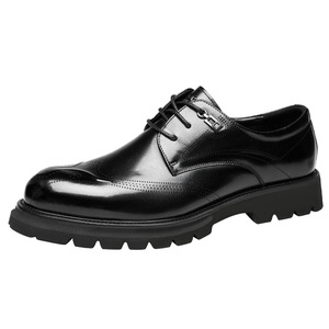 Fapai Dushi Men's Black Leather Dress Shoes Lace Up Brogue Formal Office <b>Work</b> Business Casual Summer Style - Product Image 5