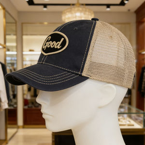 Gorra de béisbol de 6 paneles de algodón lavado con malla trasera - Gorra de sol ligera y transpirable con parche 'Good' para deportes al aire libre - Product Image 4