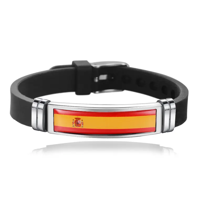 Personalizado 2024 fútbol España Portugal Inglaterra bandera reloj pulsera de silicona, Bandera de países nacionales pulsera de goma de silicona