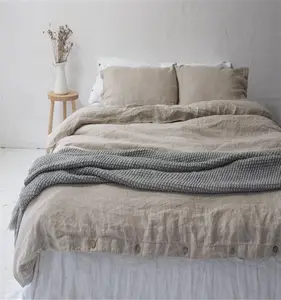 Vendita calda lenzuola di lino in tessuto francese biancheria da letto all'ingrosso set copripiumino set biancheria da letto biancheria da letto in puro lino francese