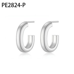 Amy Amy <b>Huggie</b> Earrings <b>Silver</b> Plated Geometric Shape For Women Classic Fashion Jewelry PE2824 - Product Image 1