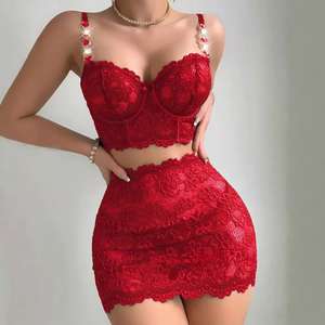 Сексуальный комплект женского ночного белья: высококачественное кружевное белье из спандекса, романтический наряд на День святого Валентина, красный цвет - Product Image 4